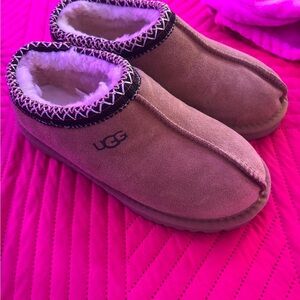 UGG Brown Suede Slippers with Plush Lining